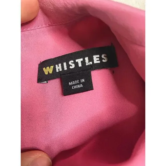 WHISTLES "Avery" Silk Bubblegum Pink Boho Embroidered Maxi Dress US 10 - Picture 10 of 13